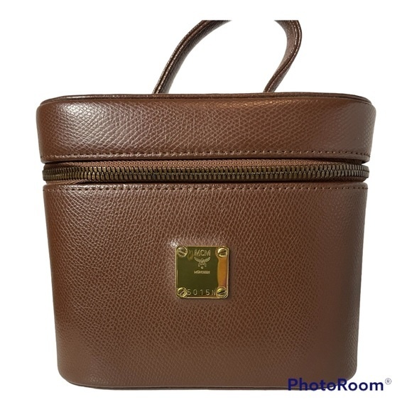 MCM Handbags - Auth MCM Brown Leather Vanity Bag